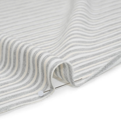 Polyester French Terry - Heathered Gray, Cream and White Stripes - Deadstock