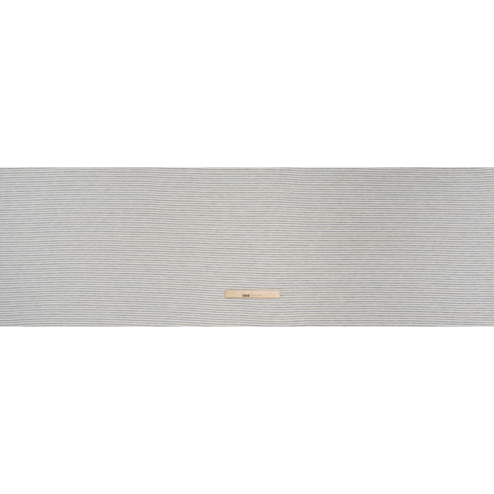 Polyester French Terry - Heathered Gray, Cream and White Stripes - Deadstock - Full