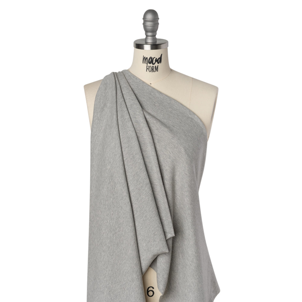 Rayon and Polyester 1x1 Rib Knit - Heathered Gray - Deadstock - Drape