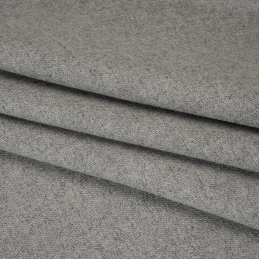 Recycled Brushed Wool Blend Twill Coating - Heathered Steel Gray - Made in Italy - Maeve Collection Folded