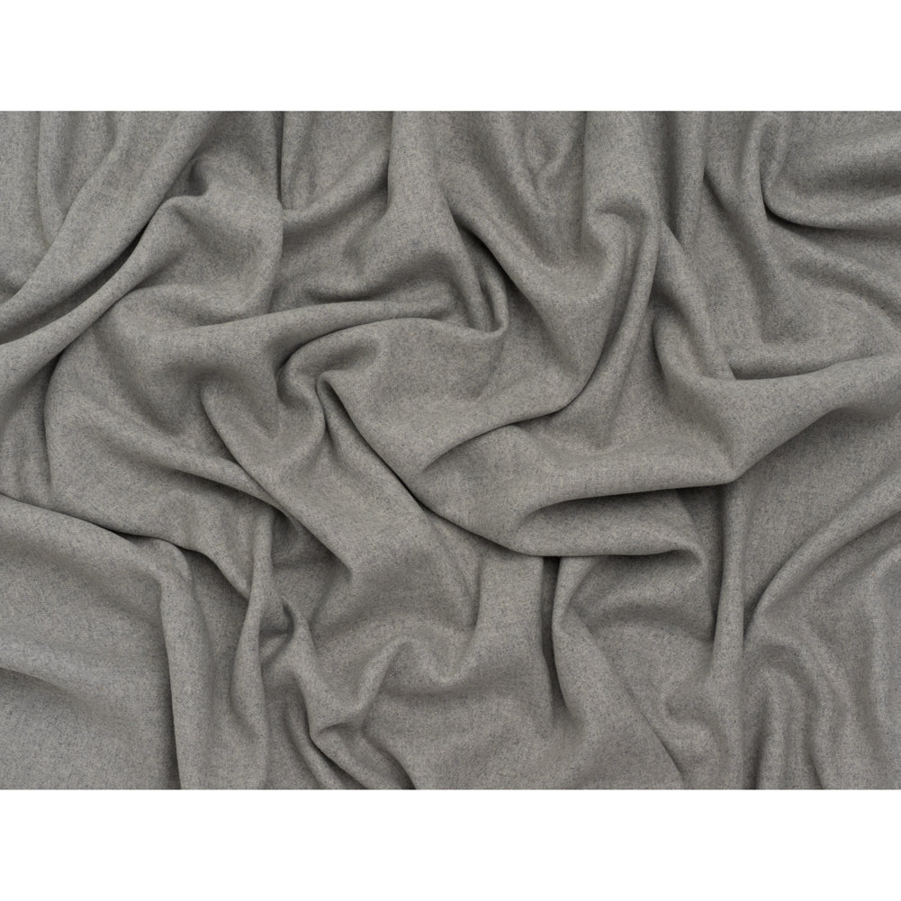 Recycled Brushed Wool Blend Twill Coating - Heathered Steel Gray - Made in Italy - Maeve Collection - Full