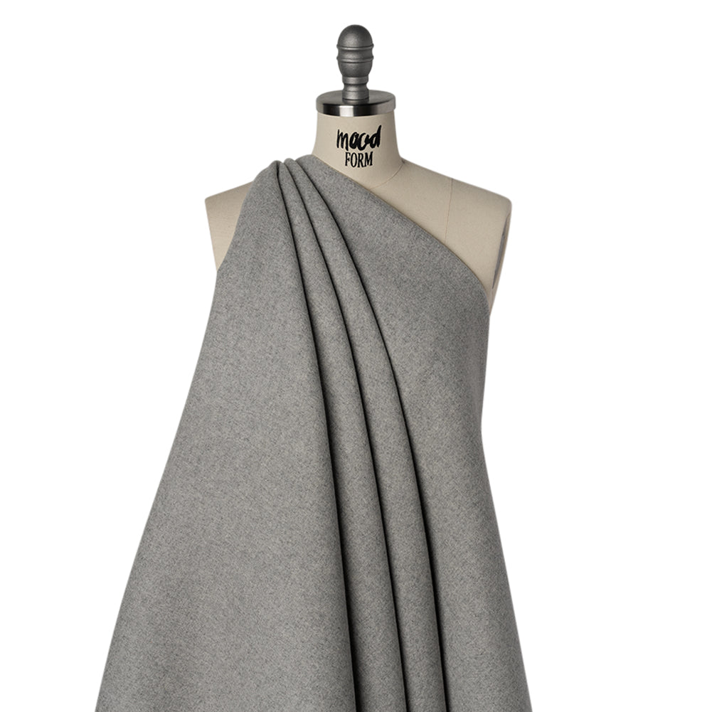 Recycled Brushed Wool Blend Twill Coating - Heathered Steel Gray - Made in Italy - Maeve Collection Drape