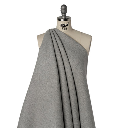 Recycled Brushed Wool Blend Twill Coating - Heathered Steel Gray - Made in Italy - Maeve Collection Drape