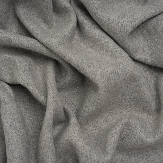 Recycled Brushed Wool Blend Twill Coating - Heathered Steel Gray - Made in Italy - Maeve Collection