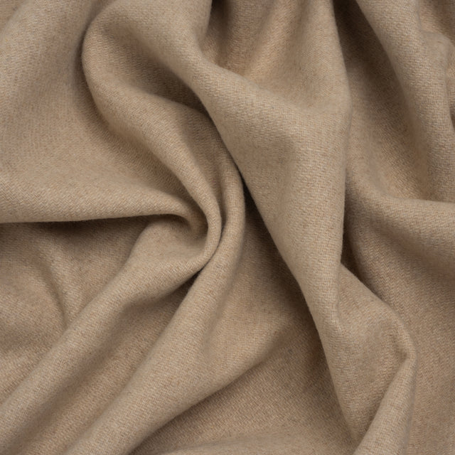 Recycled Brushed Wool Blend Twill Coating - Pasta Beige - Made in Italy - Maeve Collection