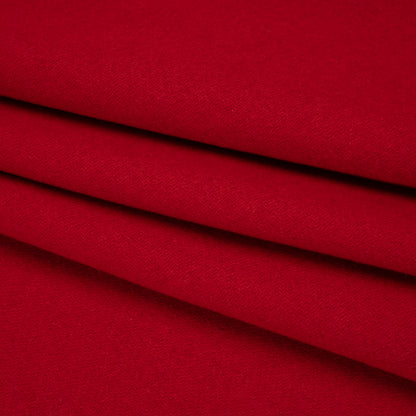 Recycled Brushed Wool Blend Twill Coating - Ruby Red - Made in Italy - Maeve Collection Folded