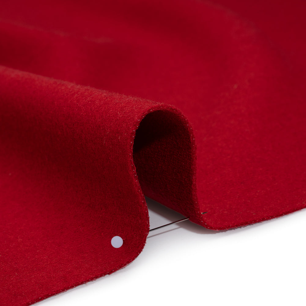 Recycled Brushed Wool Blend Twill Coating - Ruby Red - Made in Italy - Maeve Collection Detail