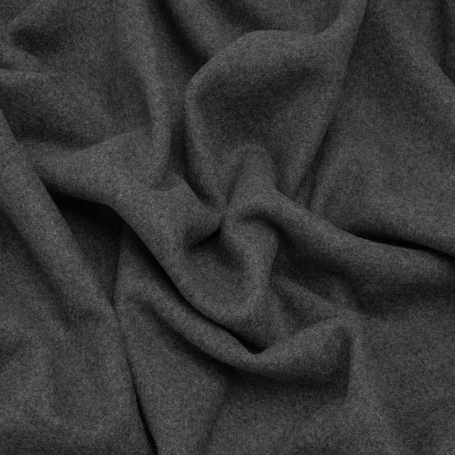 Recycled Brushed Wool Blend Twill Coating - Lead Gray - Made in Italy - Maeve Collection