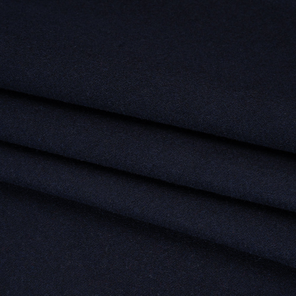 Recycled Brushed Wool Blend Twill Coating - Midnight Blue - Made in Italy - Maeve Collection Folded