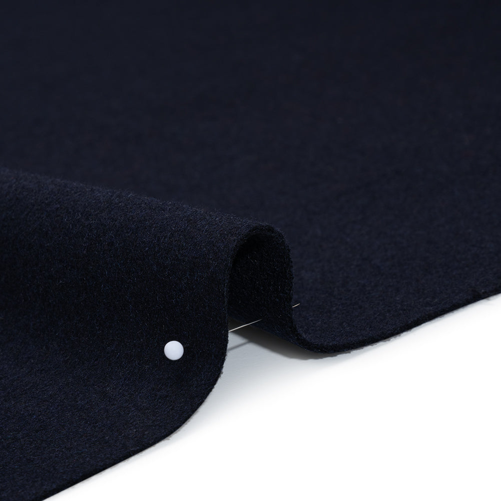 Recycled Brushed Wool Blend Twill Coating - Midnight Blue - Made in Italy - Maeve Collection Detail