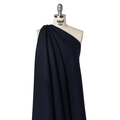 Recycled Brushed Wool Blend Twill Coating - Midnight Blue - Made in Italy - Maeve Collection Drape