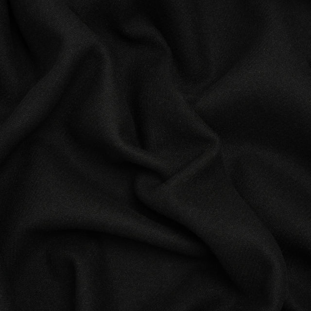 Recycled Brushed Wool Blend Twill Coating - Black - Made in Italy - Maeve Collection