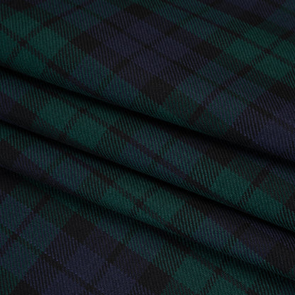 Virgin Wool Twill Made in Italy - Blue and Green Black Watch Plaid