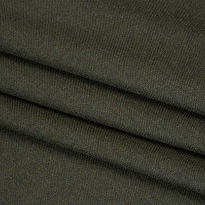 Brushed Virgin Wool Twill Made in Italy - Heathered Dark Forest Green Folded