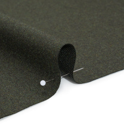 Brushed Virgin Wool Twill Made in Italy - Heathered Dark Forest Green Detail