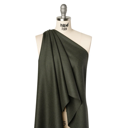 Brushed Virgin Wool Twill Made in Italy - Heathered Dark Forest Green Drape