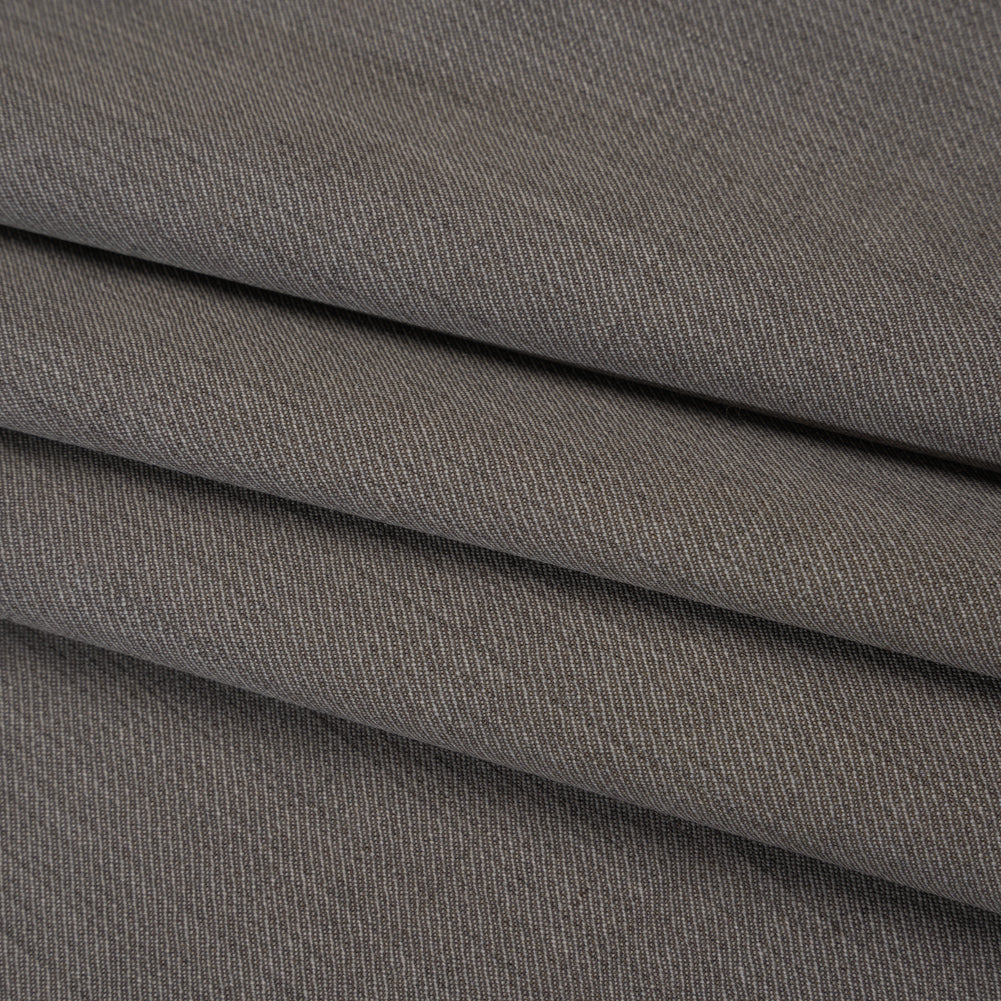 Super 120 Wool Twill Suiting - Gray Brown - Deadstock - Folded