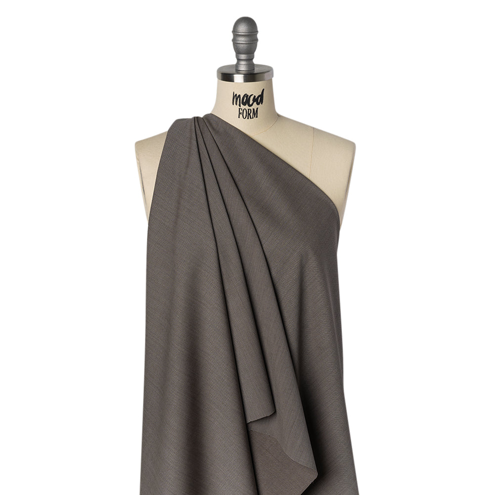 Super 120 Wool Twill Suiting - Gray Brown - Deadstock - Drape