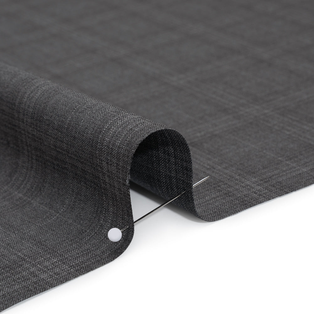 Super 100 Wool Suiting - Gray Monochromatic Plaid - Deadstock - Detail