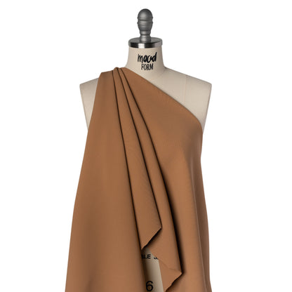 Stretch Recycled Polyester and Viscose Double Cloth - Tan - Deadstock