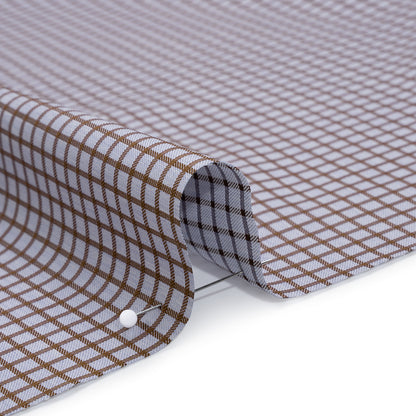Cotton Twill Shirting - Pale Lavender and Warm Brown Checks - Deadstock