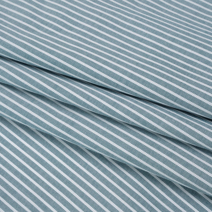 Cotton Oxford Shirting - Spruce Green and White Stripes - Designer Deadstock