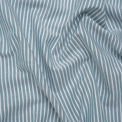 Cotton Oxford Shirting - Spruce Green and White Stripes - Designer Deadstock