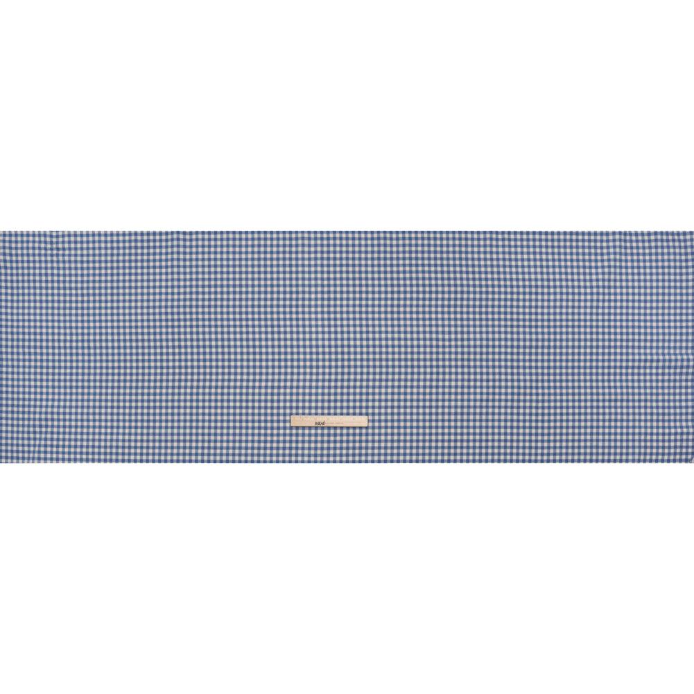 Brushed Cotton Twill Shirting - Blue and Cream Gingham Check - Designer Deadstock - Full