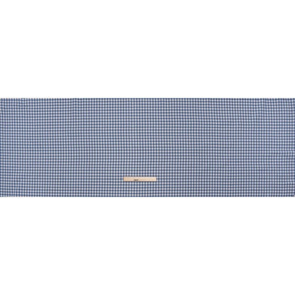 Brushed Cotton Twill Shirting - Blue and Cream Gingham Check - Designer Deadstock