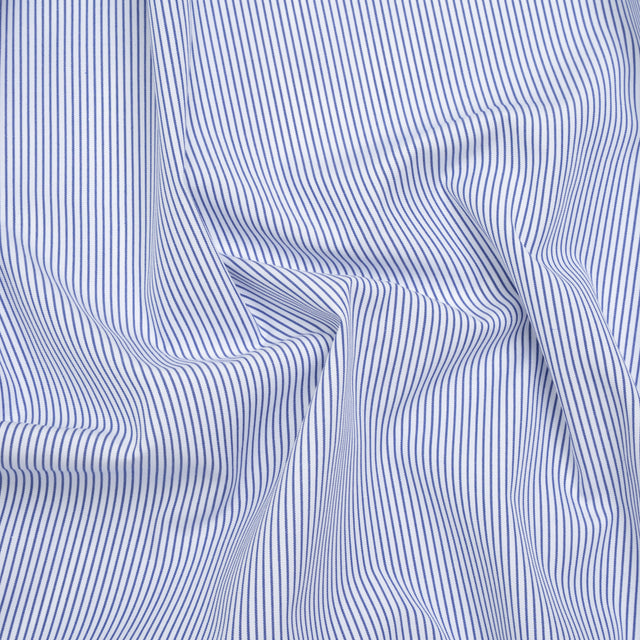 Cotton Shirting - Cobalt Blue and White Stripes - Deadstock