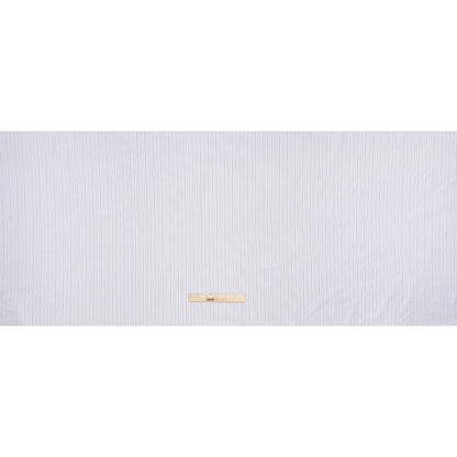 Cotton Herringbone Twill Shirting - White, Blue and Red Pinstripes - Deadstock