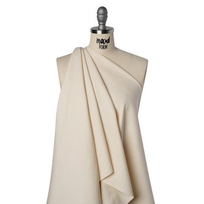 Stretch Cotton and Viscose Bottom-Weight Woven - Ivory - Famous Australian Designer Deadstock