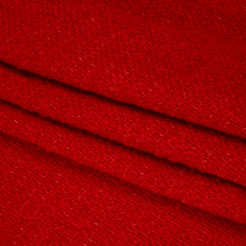 Brushed Wool Blend Boucle Tweed - Red - Deadstock Folded