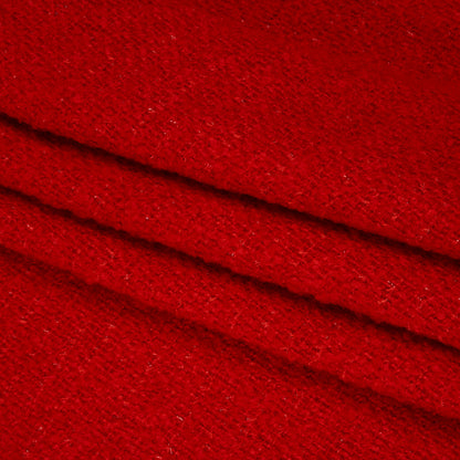 Brushed Wool Blend Boucle Tweed - Red - Deadstock Folded