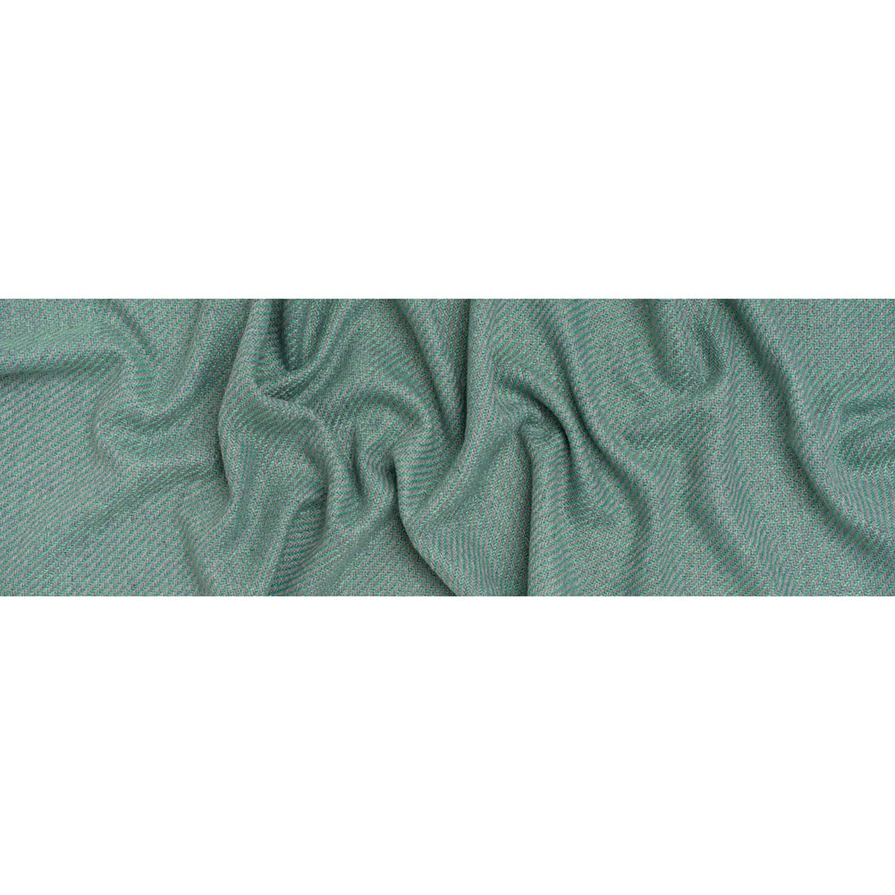 Metallic Wool and Polyester Tweedy Twill - Silvery Gray, Sea Green and Light Blue - Deadstock - Full