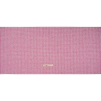 Polyester Boucle Tweed with Metallic Accents - Fuchsia, White and Silver Houndstooth - Deadstock - Full