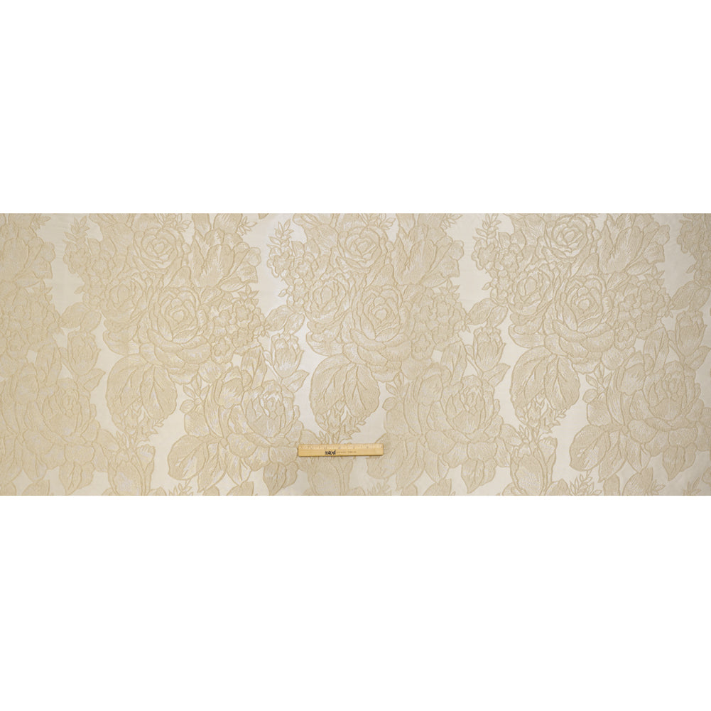 Polyester Brocade - Ivory Rose Garden - Deadstock - Full