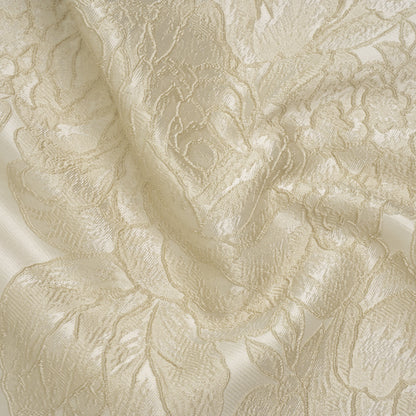 Polyester Brocade - Ivory Rose Garden - Deadstock