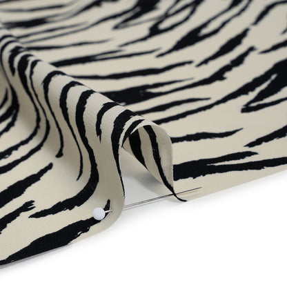 Viscose Georgette Print - Black and White Zebra Stripes - Designer Deadstock