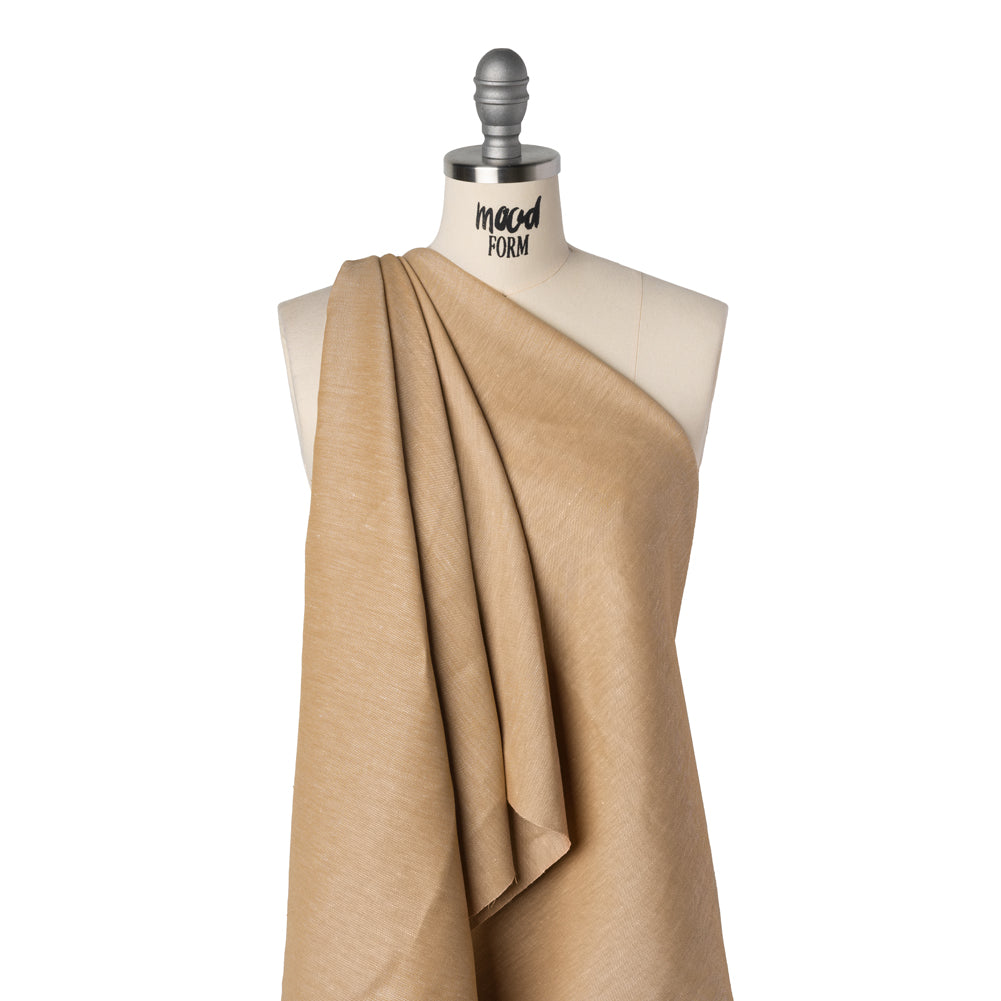 Stretch Linen Blend Twill by Veronica Beard - Khaki Beige - Designer Deadstock - Drape