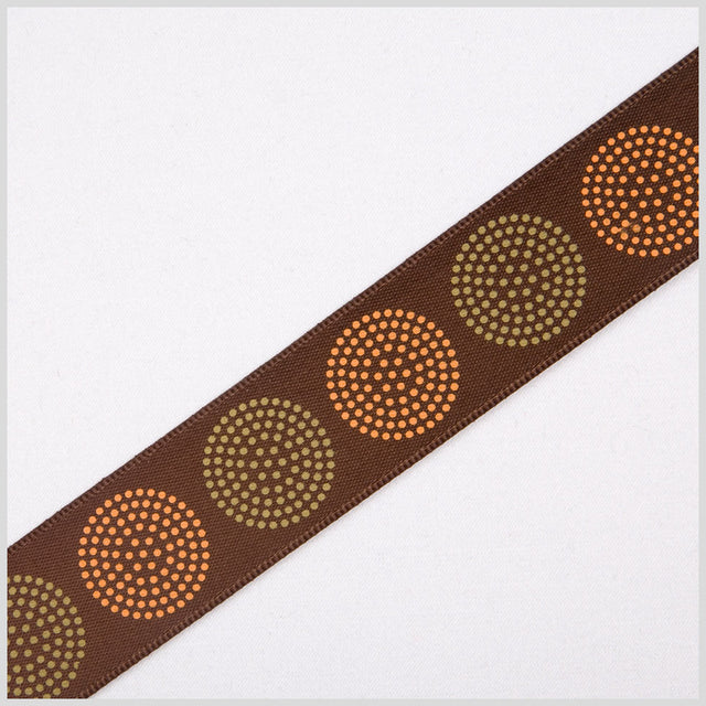 1.5" Brown Printed Satin Ribbon