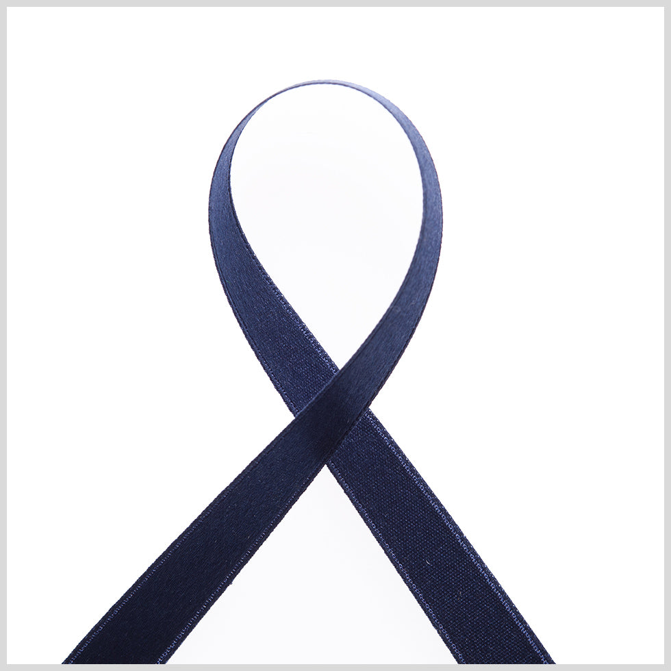 Dark Navy Double Face Silk Satin Ribbon Detail