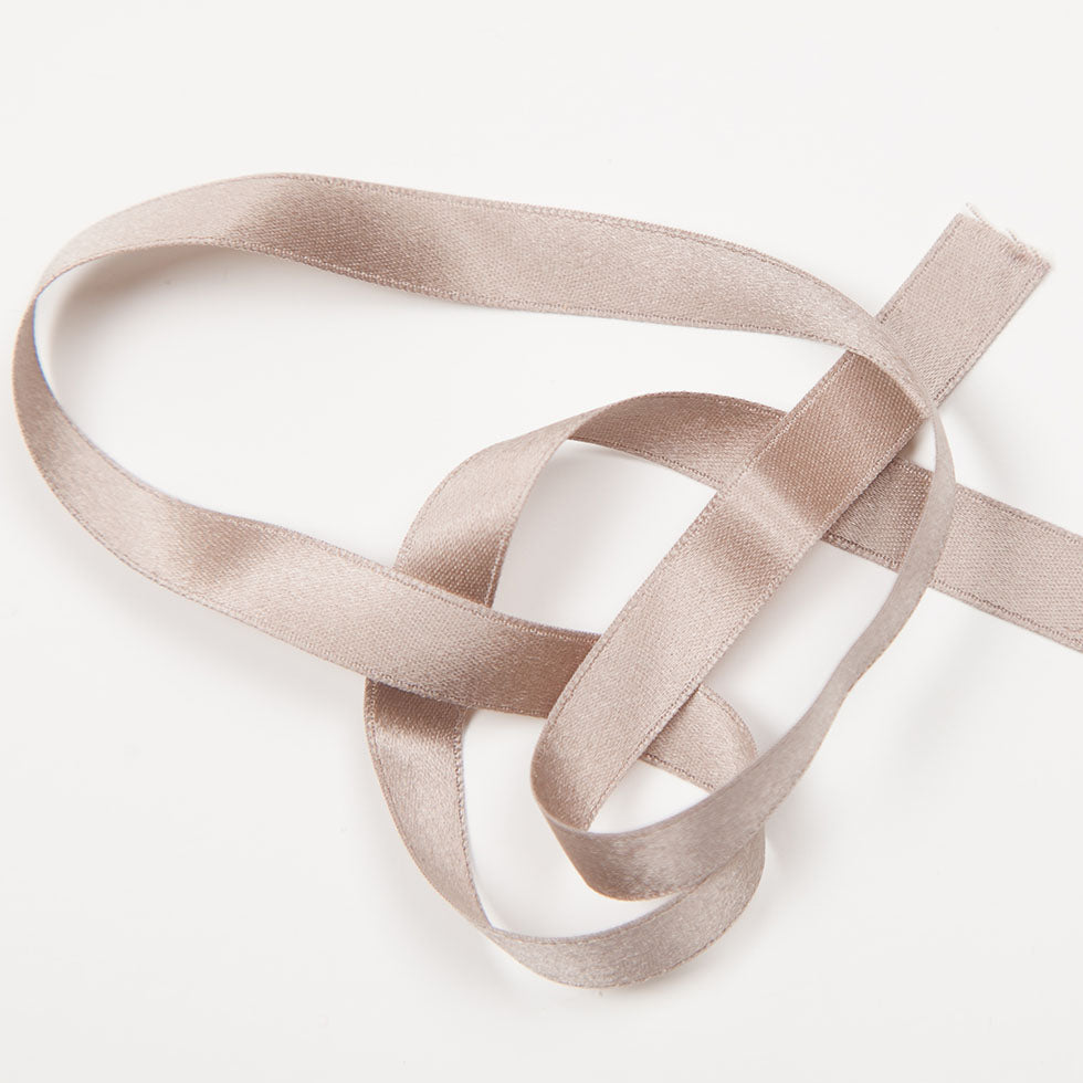 3/8" Stone Double Face Silk Satin Ribbon Folded
