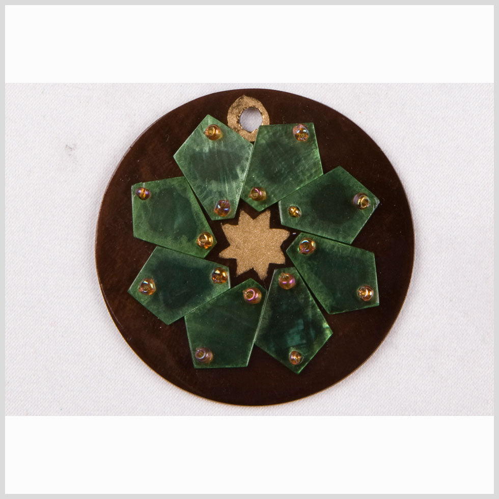 Brown/Gold Plastic Pendant