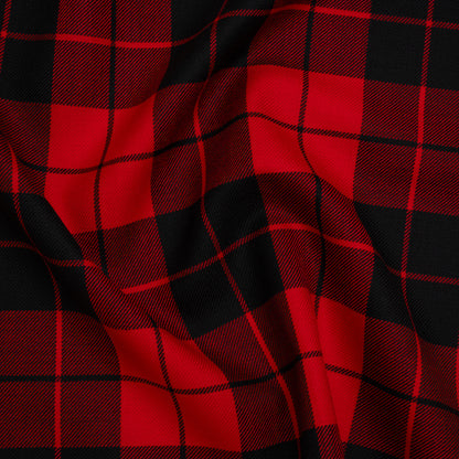 Virgin Wool Twill Made in Italy - Red and Black Classic Plaid