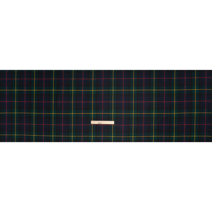 Heavy Virgin Wool Twill Made in Italy - Dark Green, Red and Yellow Plaid