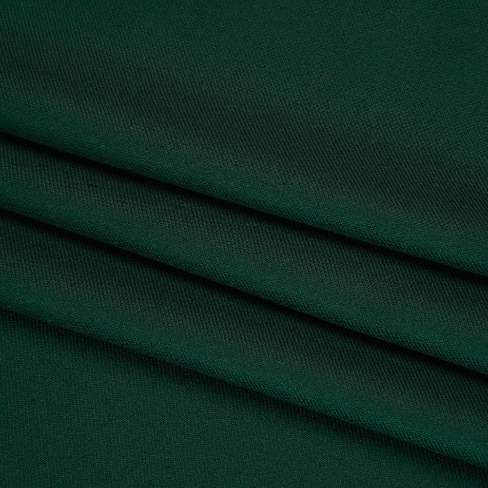 Virgin Merino Wool Twill Suiting Made in Italy - Dark Green - Folded