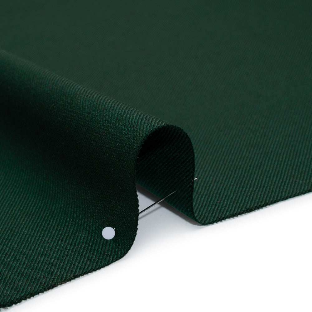 Virgin Merino Wool Twill Suiting Made in Italy - Dark Green - Detail