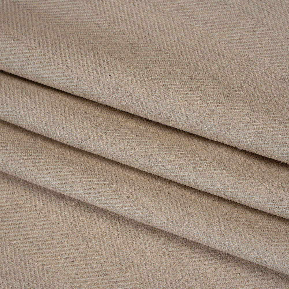 Virgin Wool Twill Made in Italy - Beige Herringbone - Folded