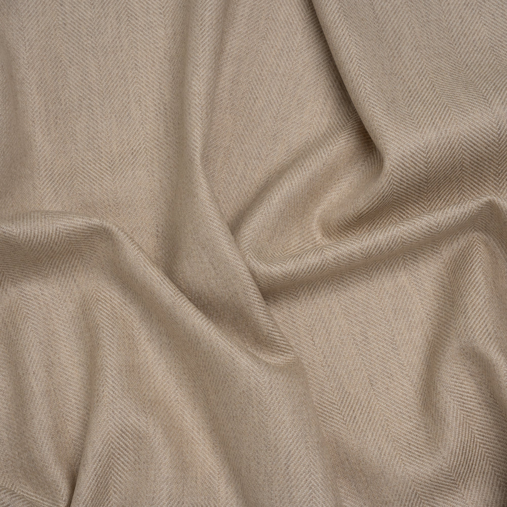 Virgin Wool Twill Made in Italy - Beige Herringbone